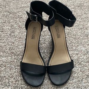 Black wedge sandals